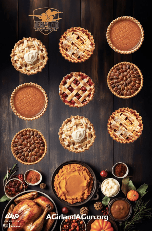 13 pies on a wooden table