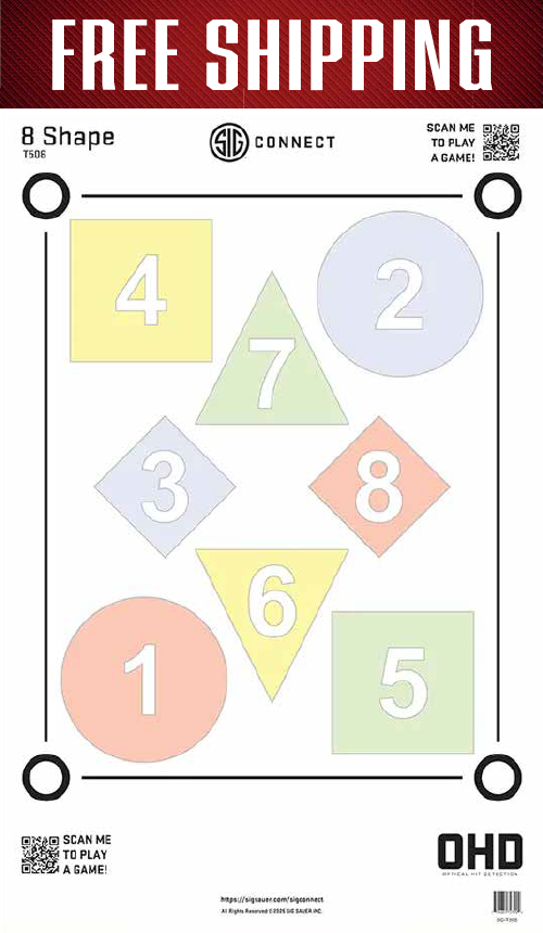 8 Shape OHD target T506 with eight numbered pastel shapes, circles, squares and triangles, plus banner