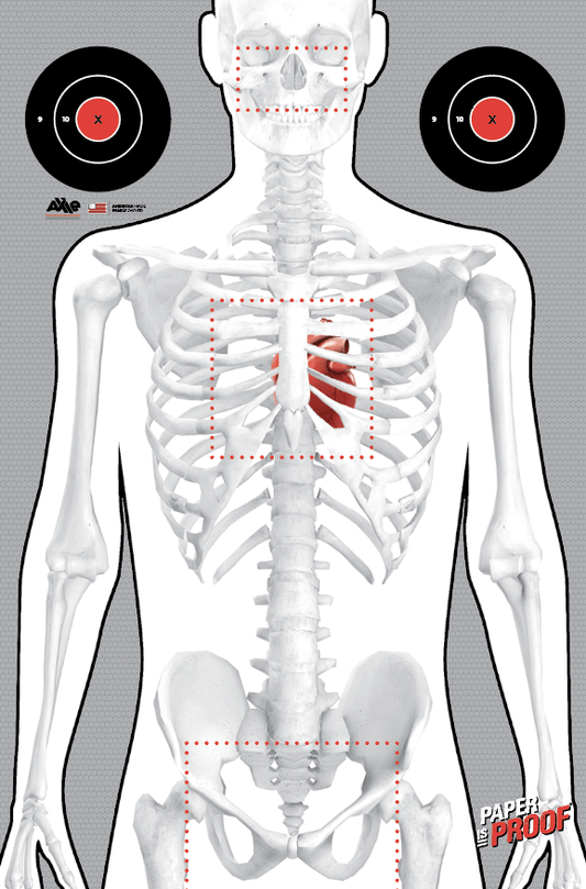 RedSkeleton shooting target with human skeleton outline.