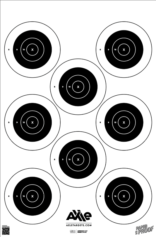 Shooting target with multiple bullseyes
